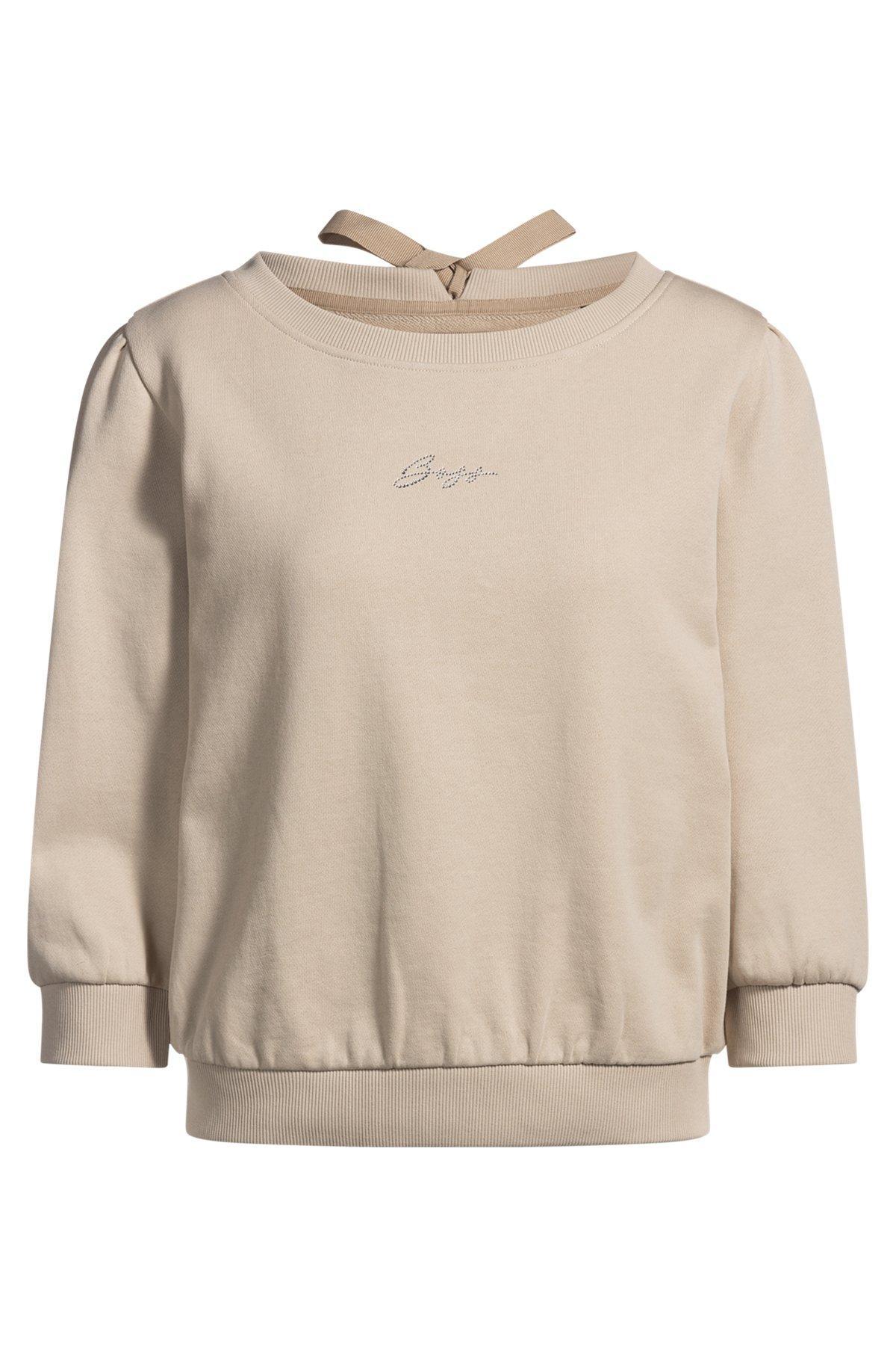 Cotton-terry sweatshirt with rear cut-out and bow Product Image