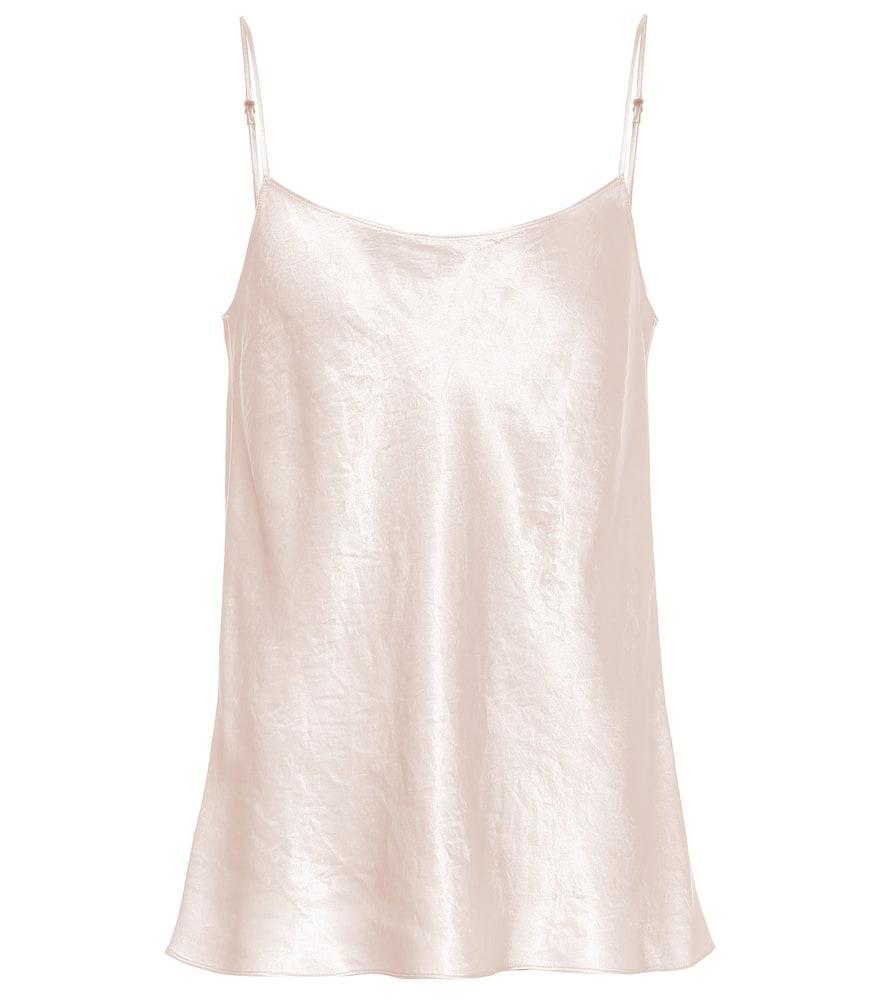 Ivory Hammered Satin Top In Beige Product Image