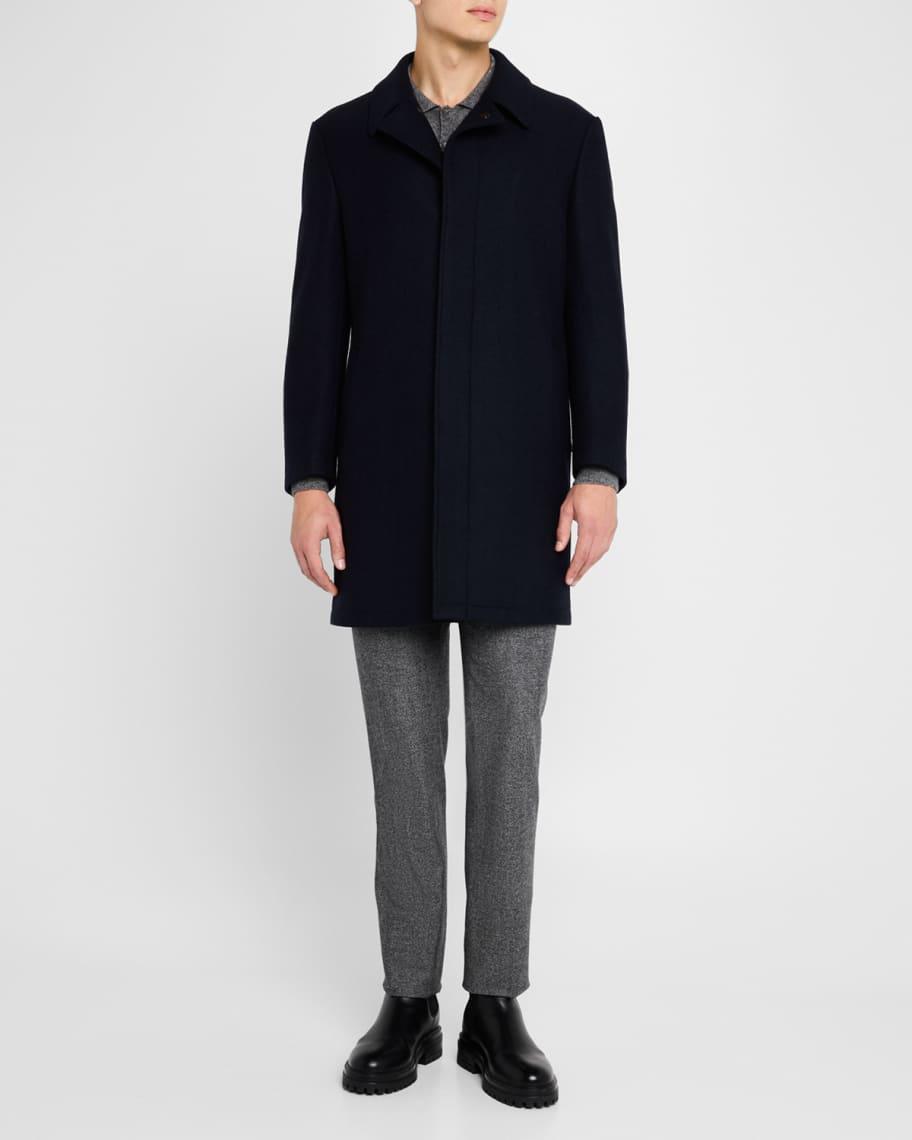 Mens Platinum Herringbone Wool-Blend Coat Product Image