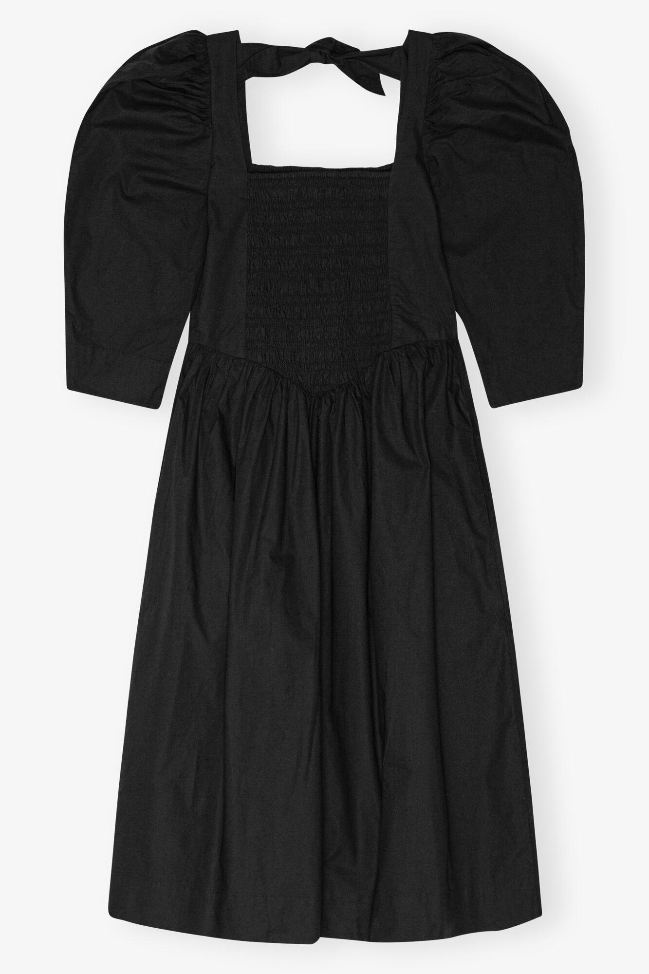 Black Cotton Poplin Smock Dress Product Image