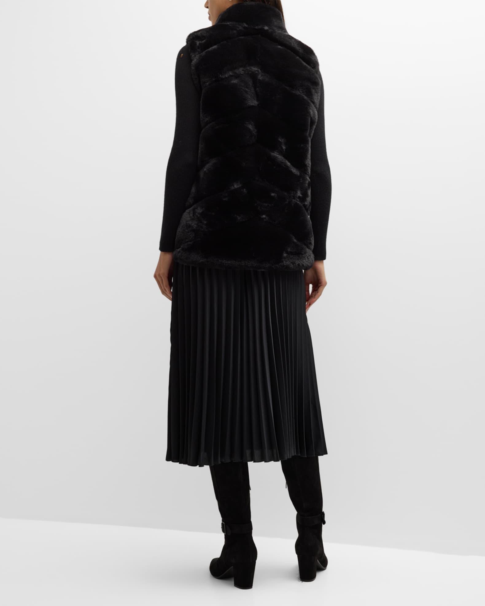 Chevron Faux Mink Fur Vest  Product Image