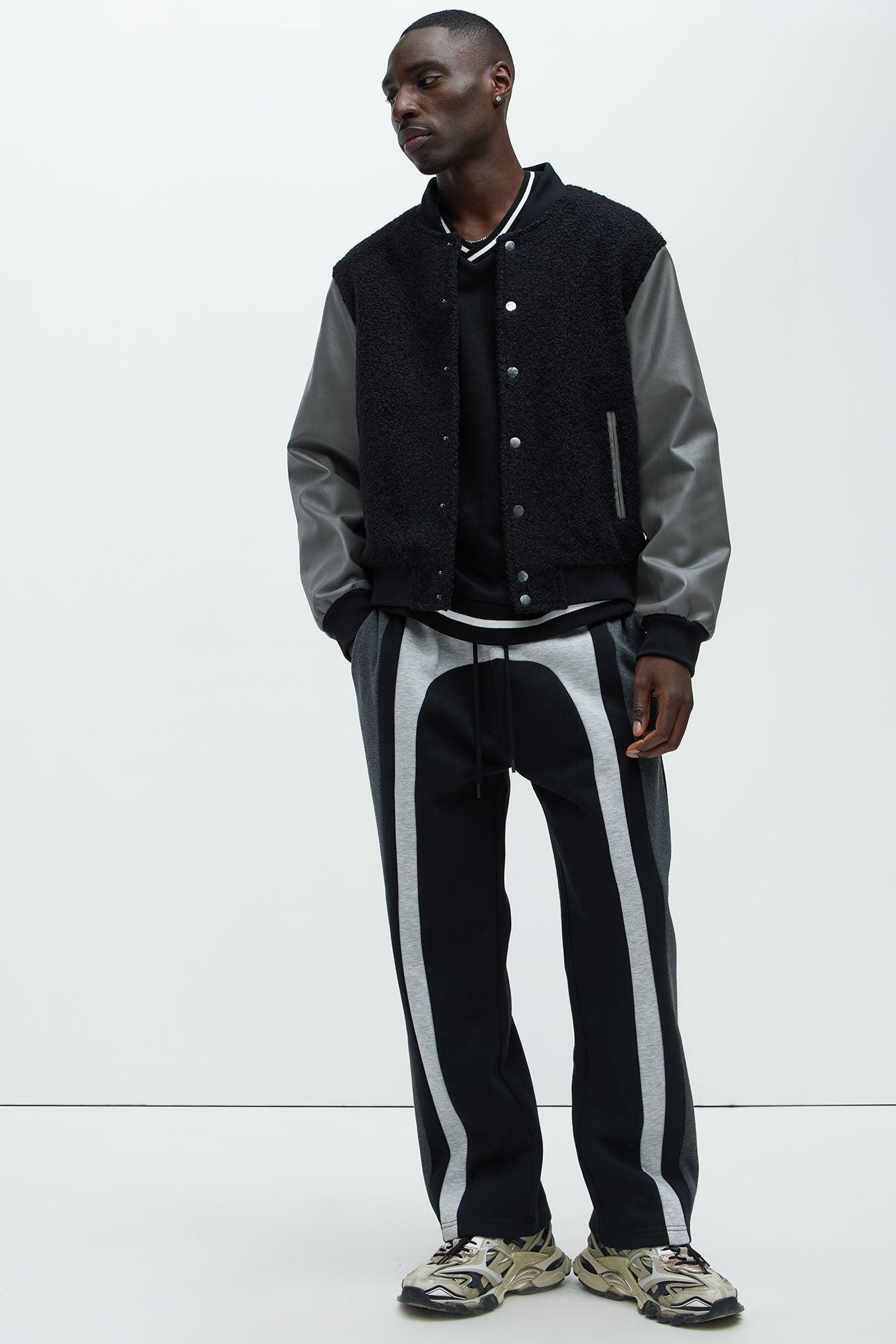 Faux Leather And Shearling Bomber Jacket - Black/combo Product Image