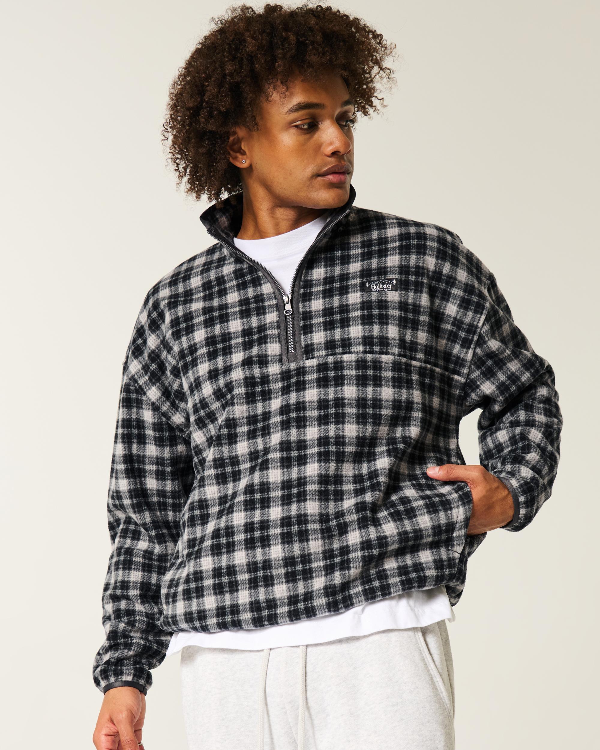 Thermal Fleece Plaid Half-Zip Sweatshirt Product Image