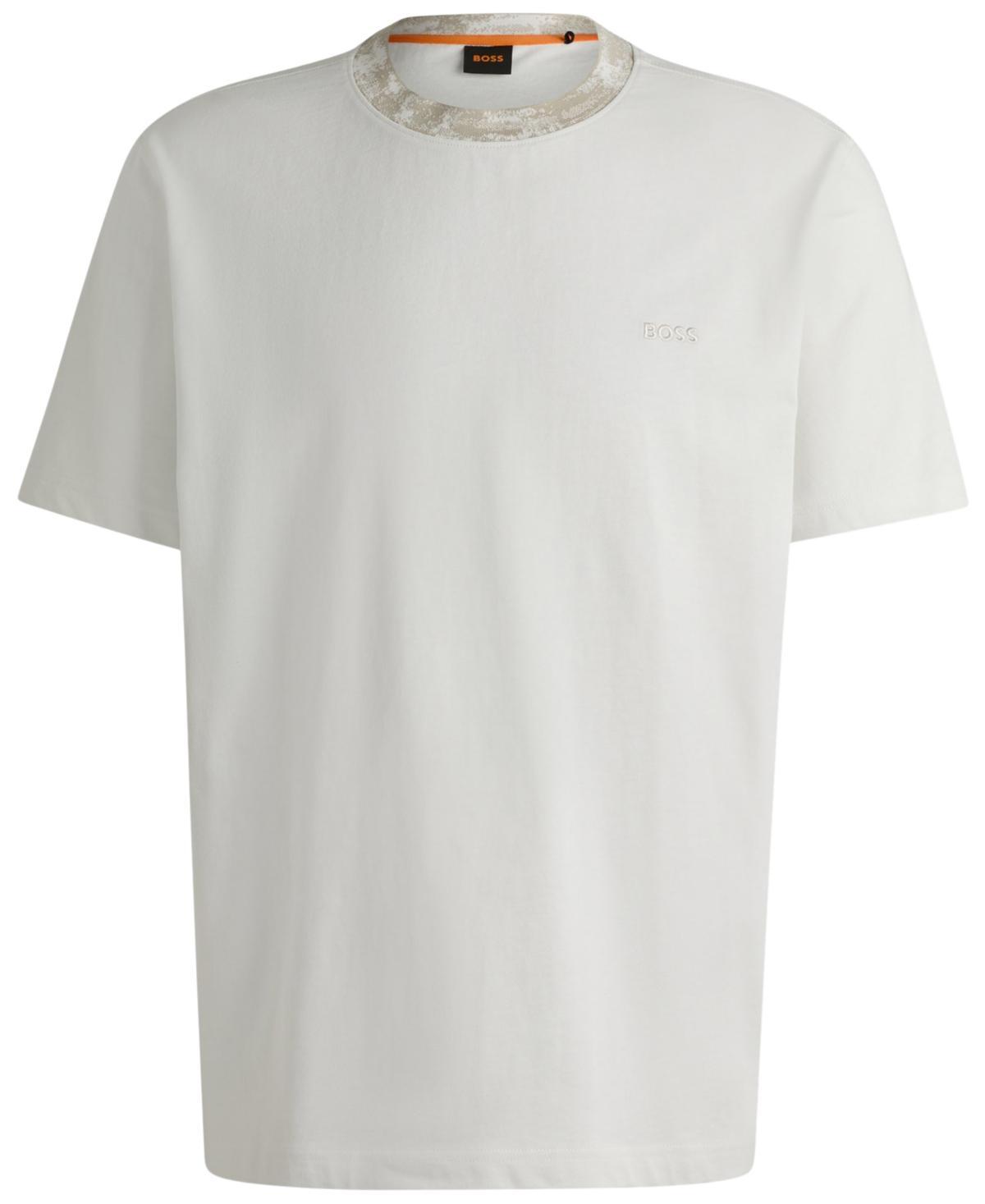 Boss By  Men's Logo Detail Cotton-jersey T-shirt In Natural Product Image