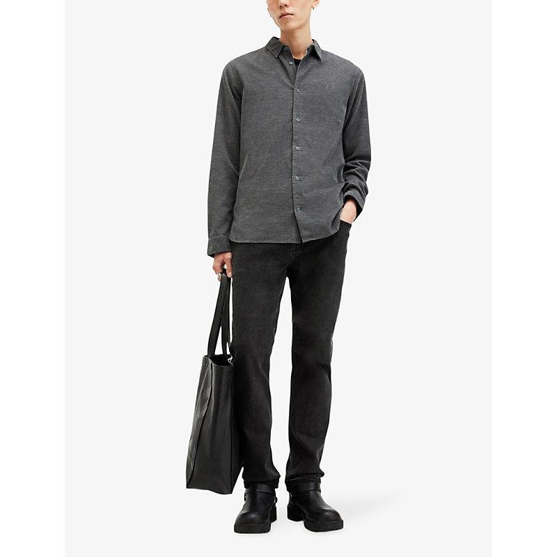 ALLSAINTS Mens Lorella Spread-collar Organic Cotton-blend Shirt Nite Blue Product Image