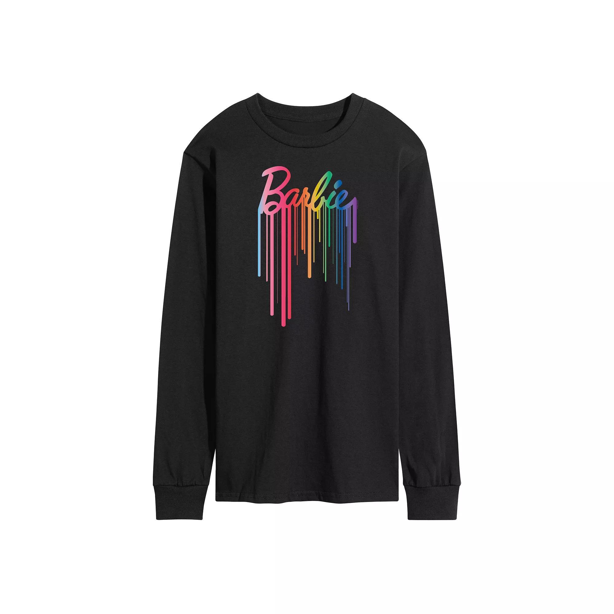 Men's Barbie Logo Long Sleeve Graphic Tee, Size: XXL, Black Product Image