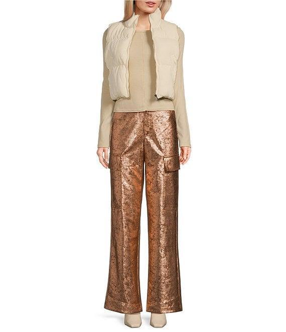 Double Zero Corduroy Zip Up Crop Puffer Vest Product Image