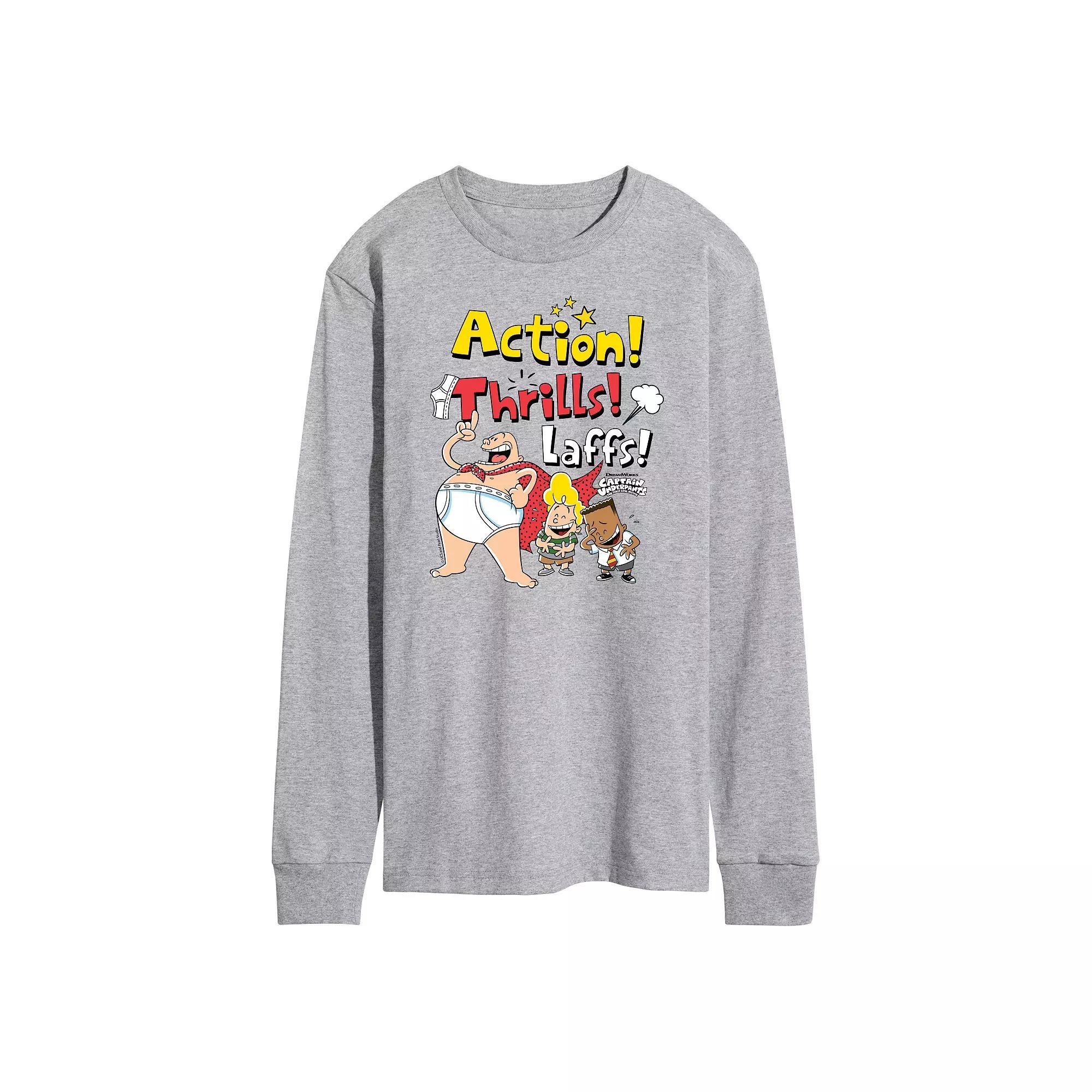 Men's Captain Underpants Action Thrill Long Sleeve Graphic Tee,  Product Image