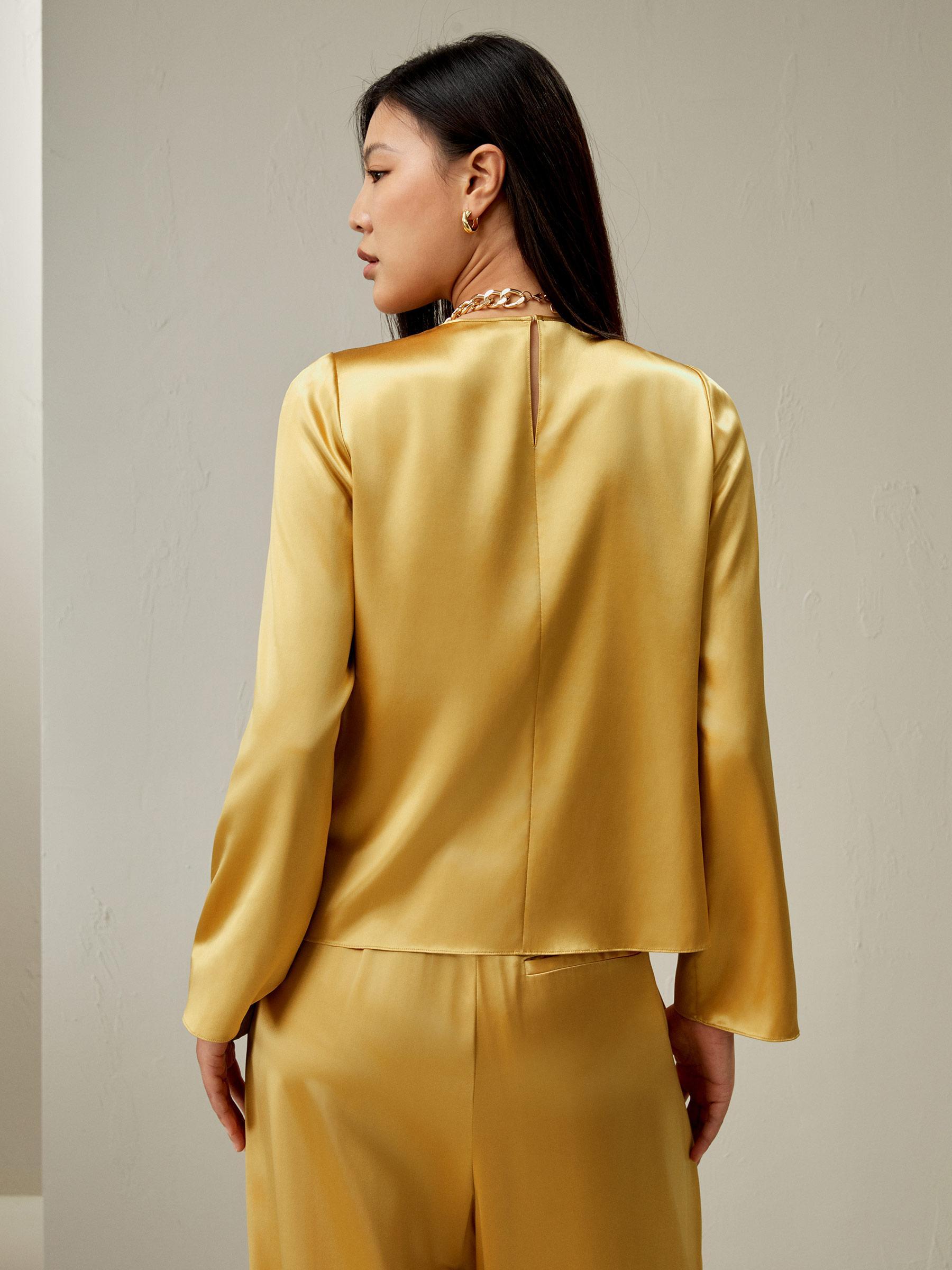 Minimalist Long Sleeve Silk Top Product Image