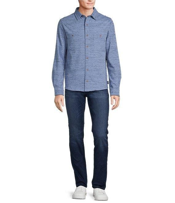 Rowm Long Sleeve Spacedye Solid Button Front Knit Shirt Product Image