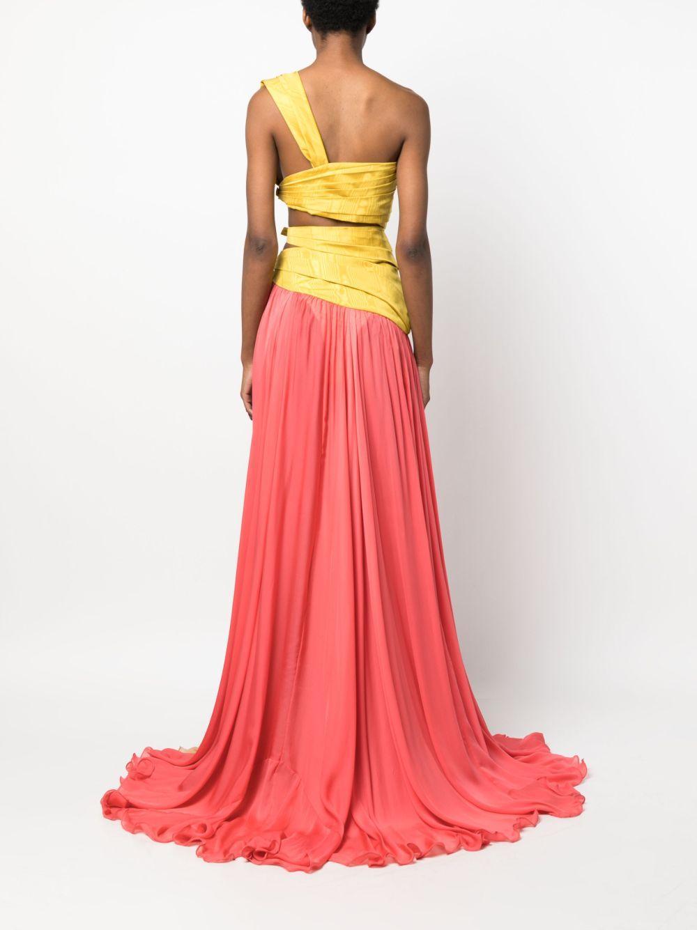 colour-block draped silk gown Product Image