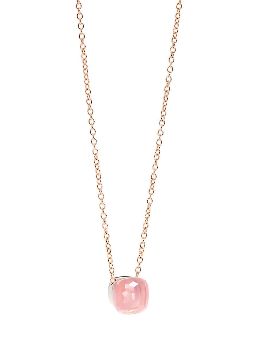 Womens Nudo 18K Rose Gold & White Gold & Rose Quartz Pendant Necklace Product Image