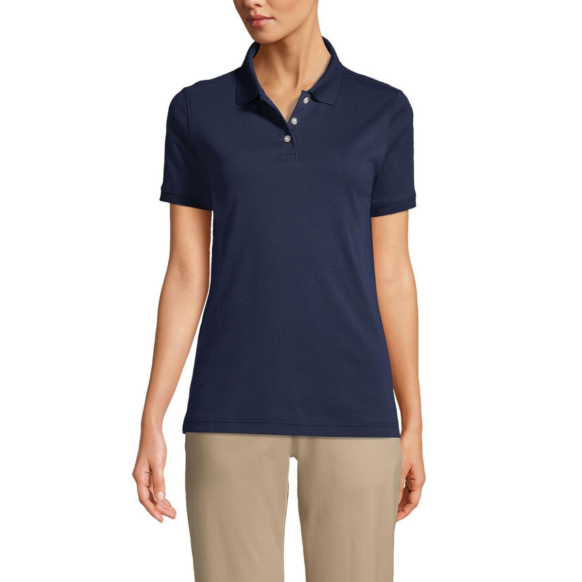 Women's Lands' End School Uniform Classic Short Sleeve Interlock Polo Top, Size: Small, Classic Blue Product Image