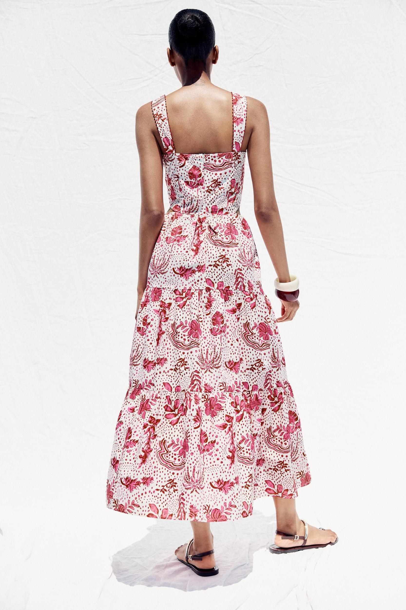 PRINTED CUT OUT MIDI DRESS Product Image