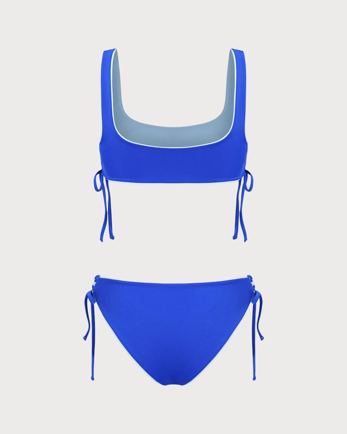 Blue Reversible Tie Bikini Set Product Image