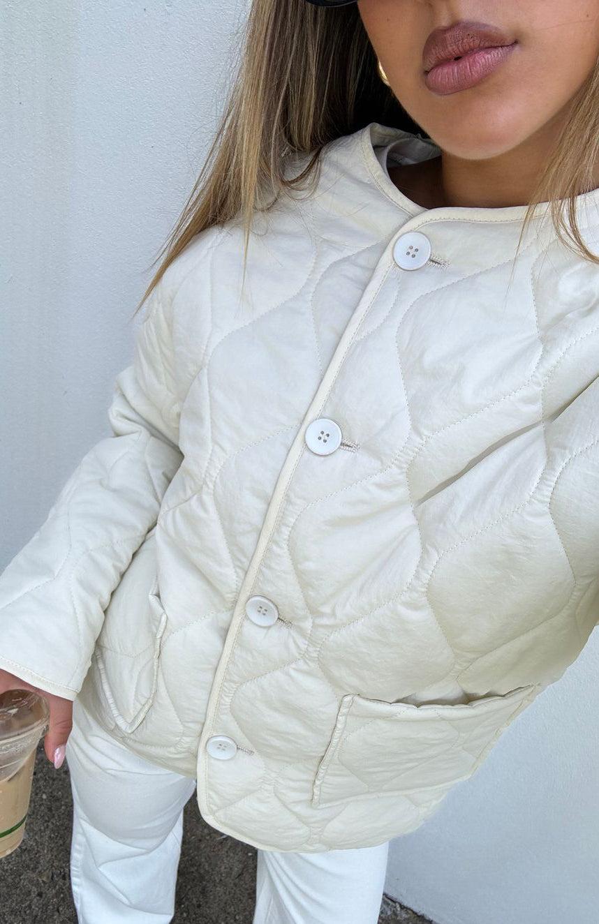 Lost At Night Quilted Jacket Cream Product Image