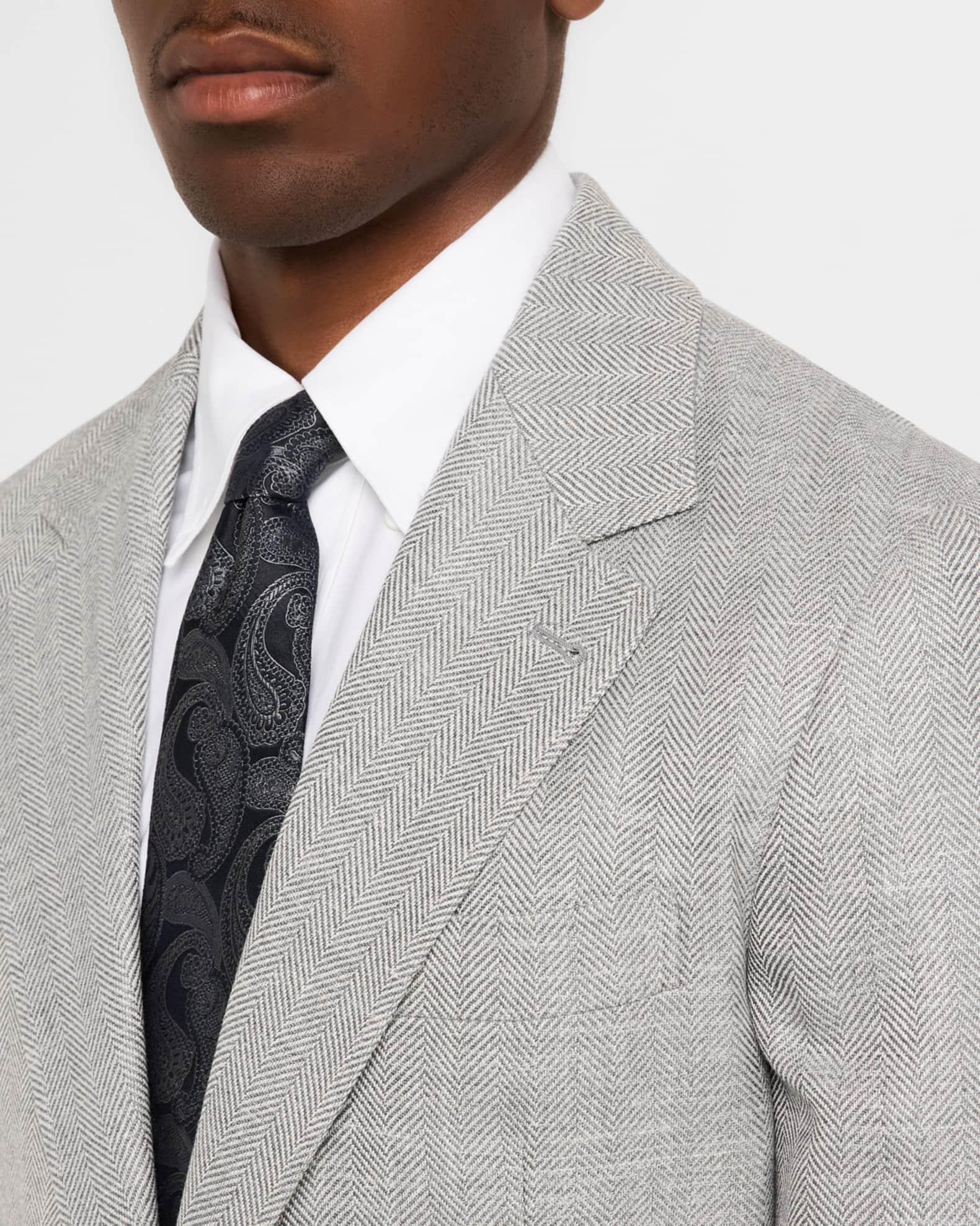 Men's Wool, Silk and Linen Chevron Two-Piece Suit Product Image