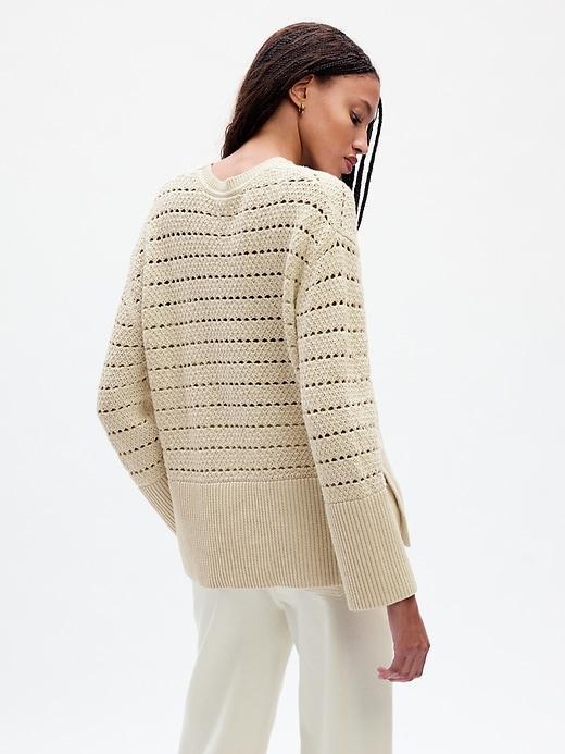 24/7 Split-Hem Crochet Sweater Product Image