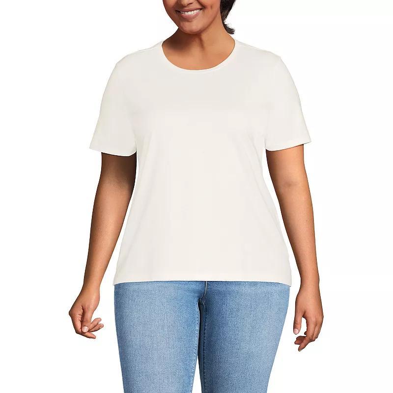 Plus Size Lands' End Relaxed Supima Cotton Crewneck Tee, Women's, Size: 1XL, Pale Yellow Product Image