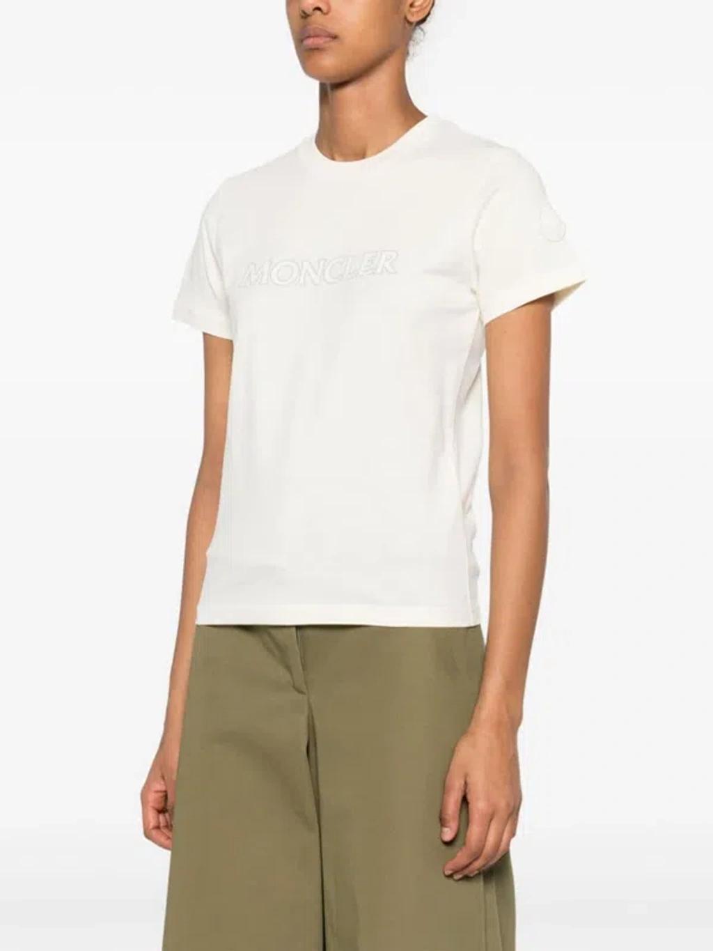 MONCLER Logo Cotton T-shirt In White Product Image