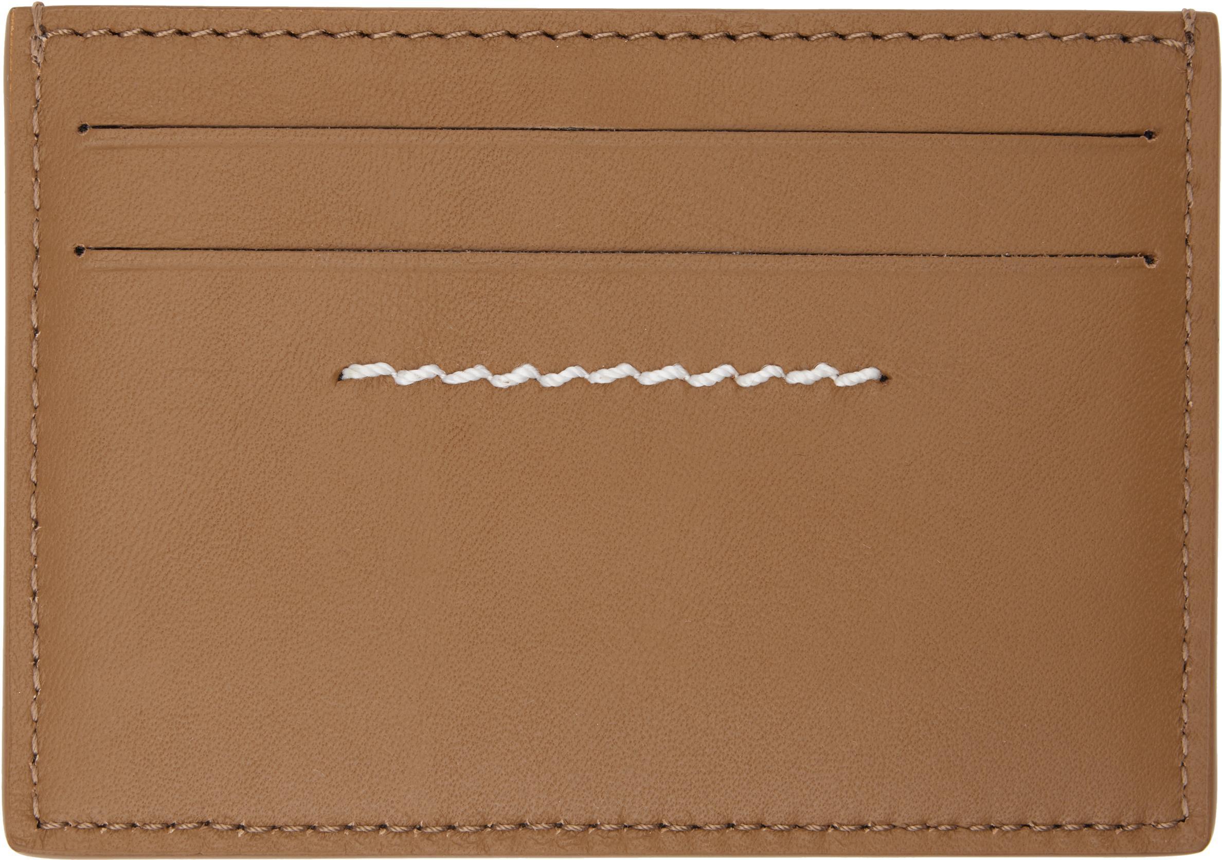 MM6 MAISON MARGIELA Tan Leather Card Holder In T2155 Chipmunk Product Image