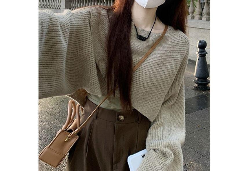 Plain Asymmetrical Cropped Sweater Product Image