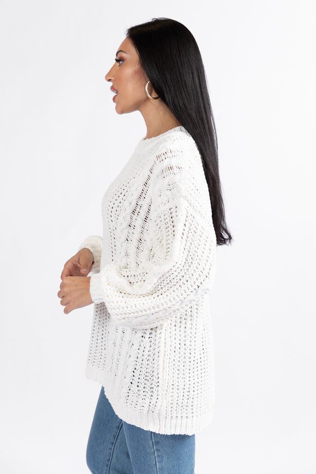 Wide Open Spaces Ivory Oversized Chenille Crew Neck Sweater Product Image