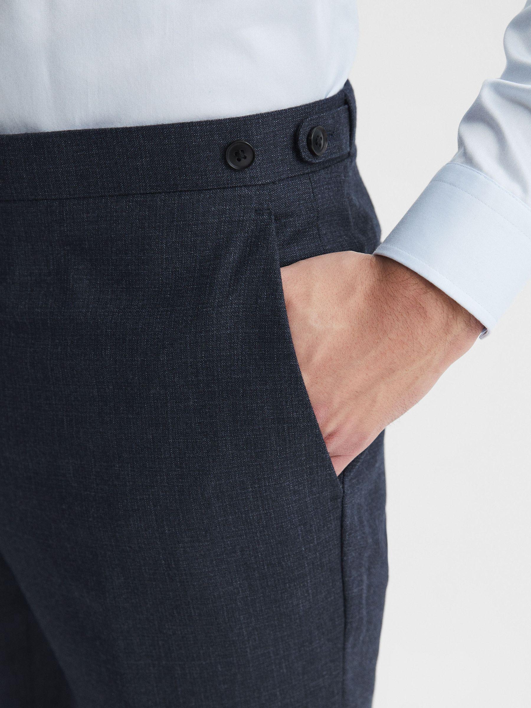 Textured Slim Fit Trousers in Navy Product Image