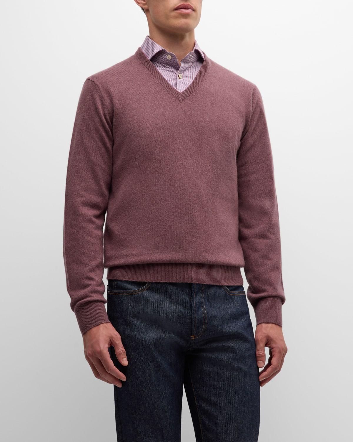 Mens Cashmere V-Neck Sweater Product Image