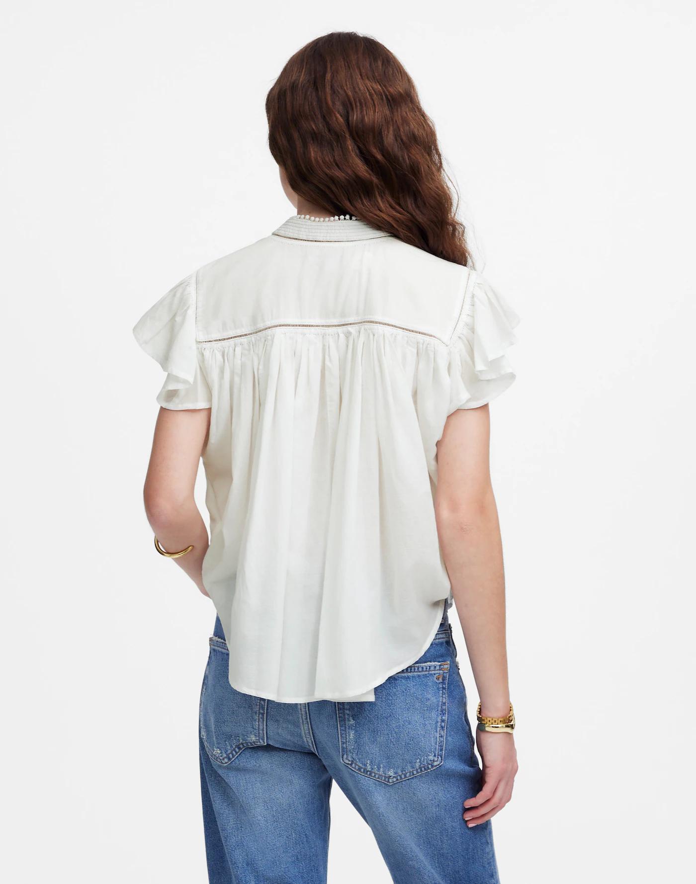 Shirred Lace-Trim Top Product Image