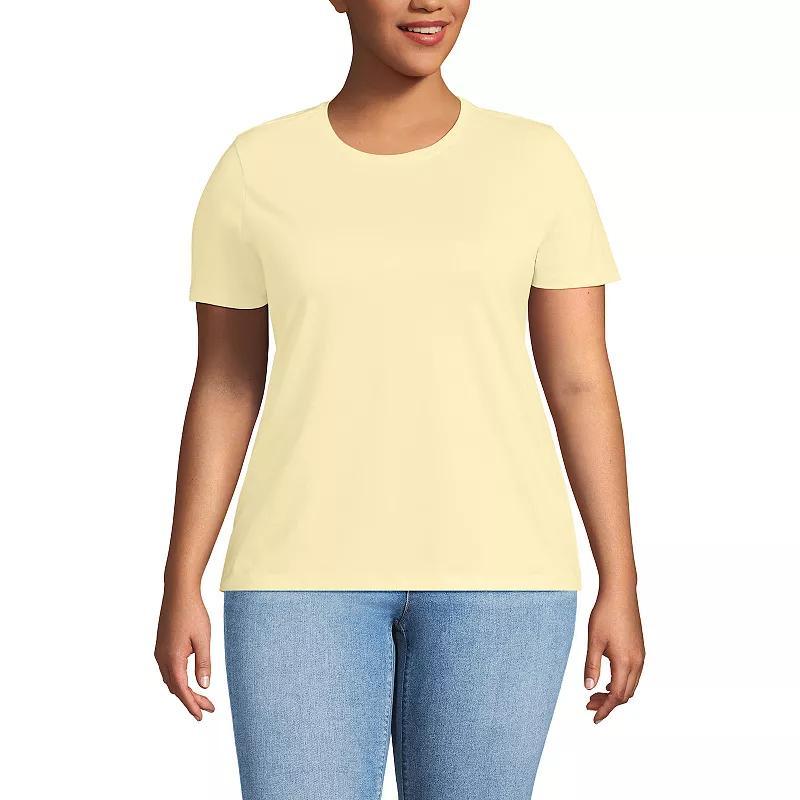 Plus Size Lands' End Relaxed Supima Cotton Crewneck Tee, Women's, Size: 1XL, Pale Yellow Product Image