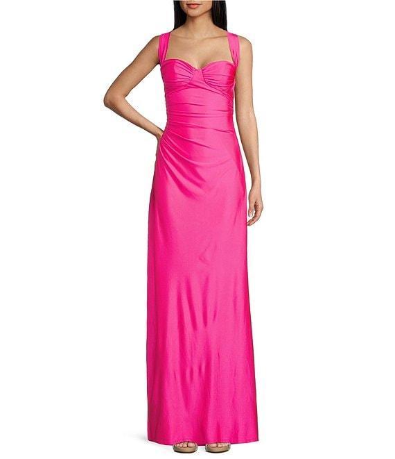 B. Darlin Sleeveless Wide Strap Bustier Lace Up Back Dress Product Image