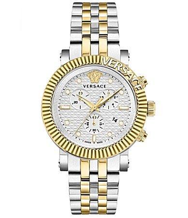 Versace Mens V-Chrono Classic Chronograph Gold Stainless Steel Bracelet Watch Product Image