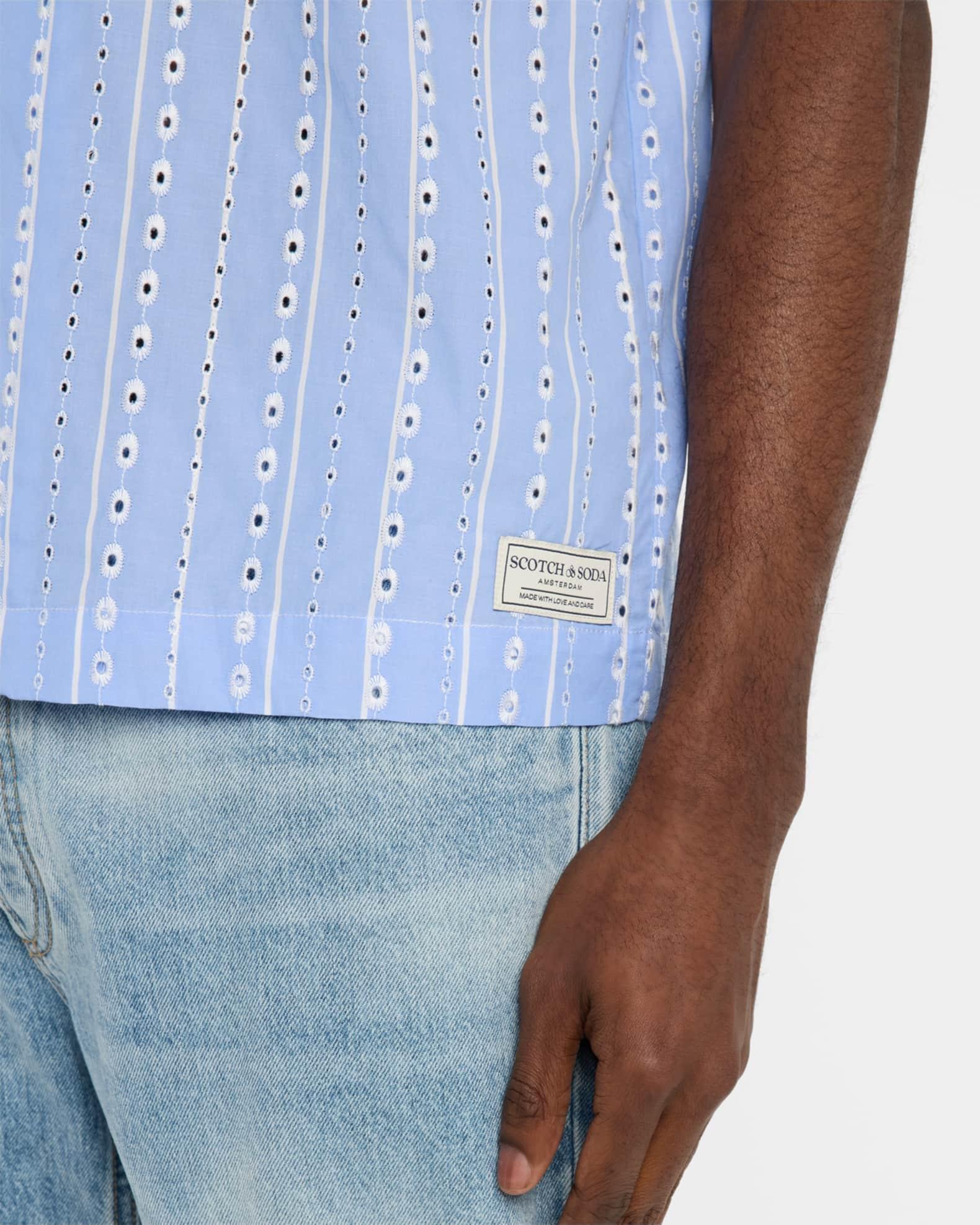 Men's Embroidered Stripe Camp Shirt Product Image