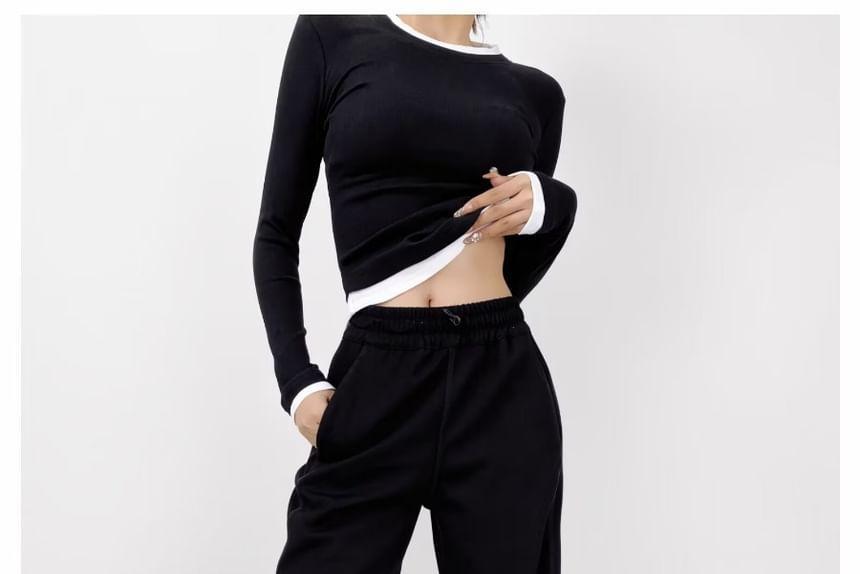 High Waist Plain Wide Leg Sweatpants Product Image