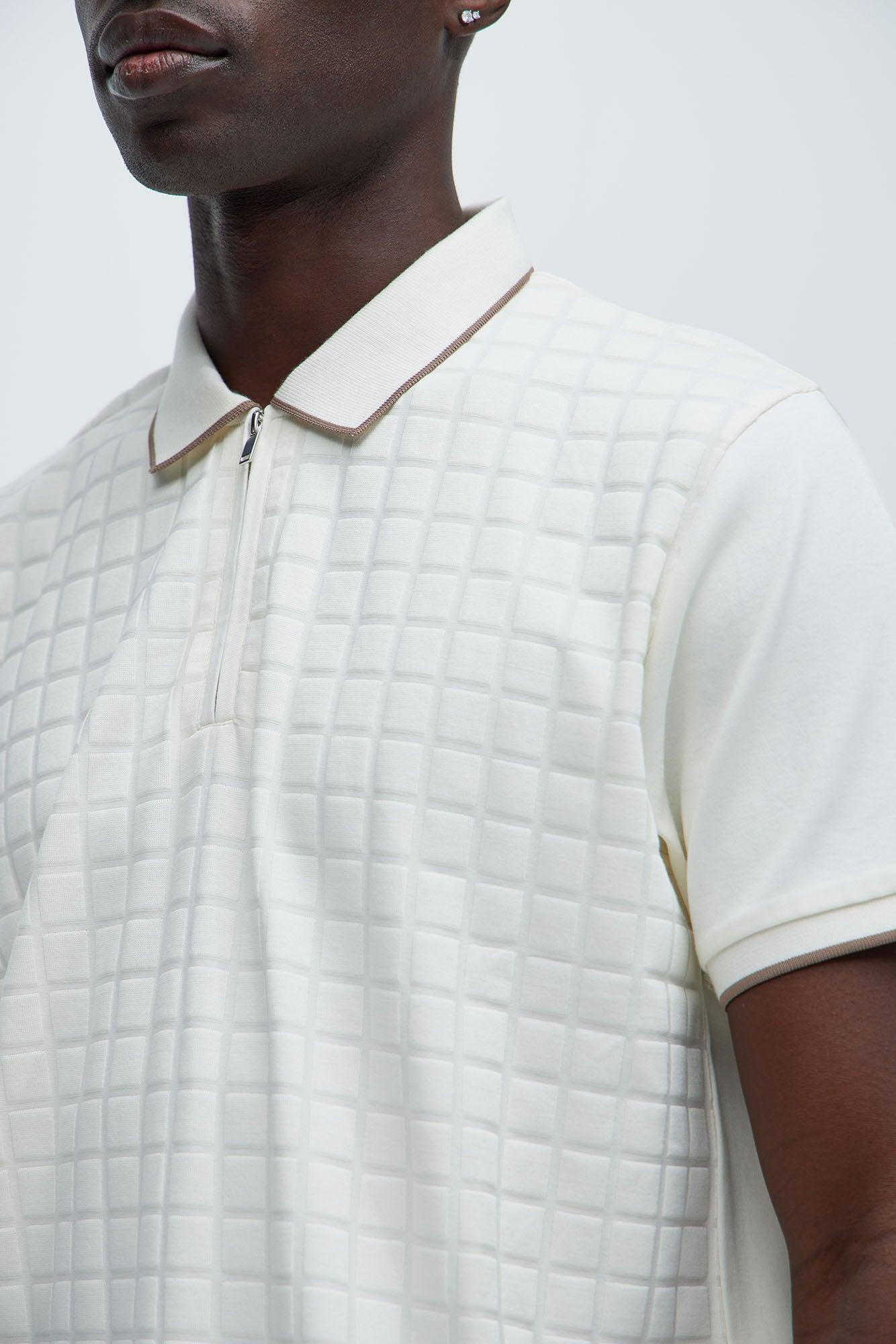 Square Textured Polo - Cream Product Image