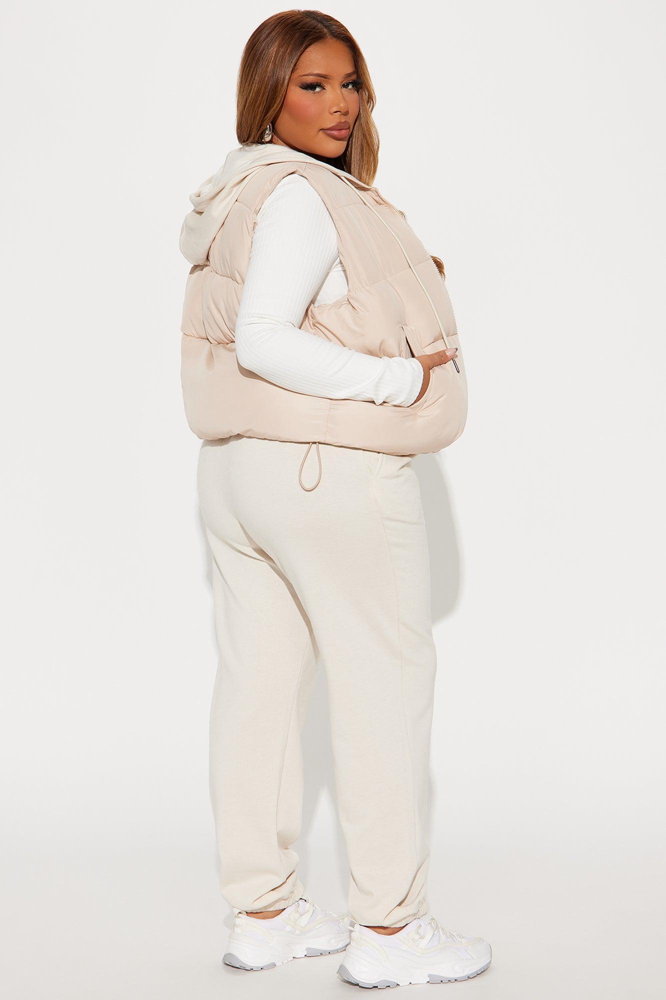 Out And About Puffer Vest Set - Taupe/combo Product Image