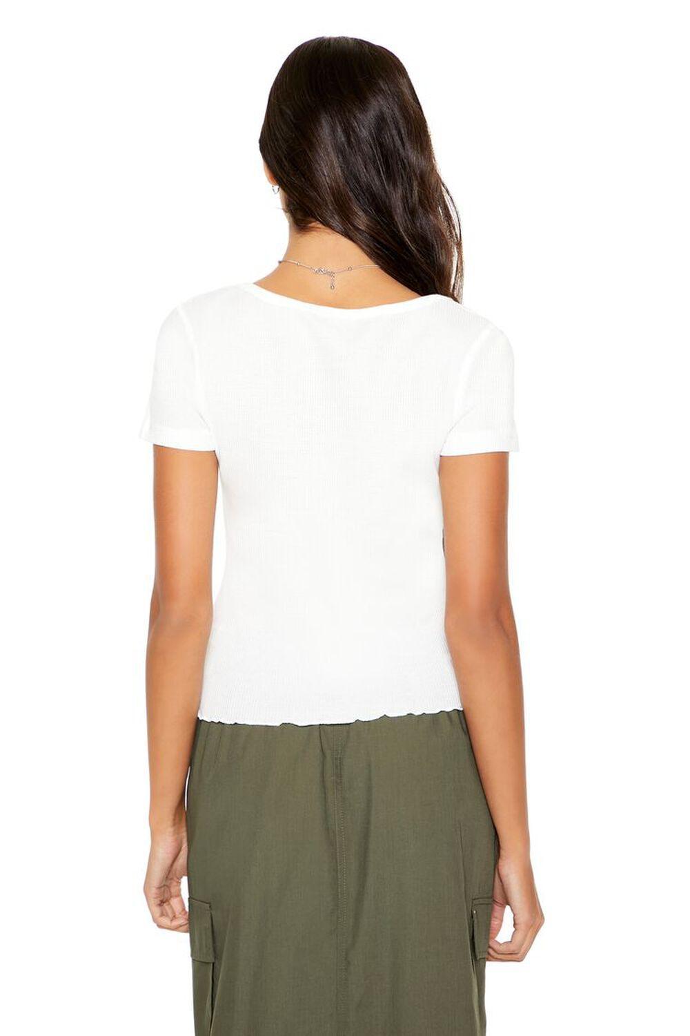 Split-Neck Lettuce-Edge Tee | Forever 21 Product Image