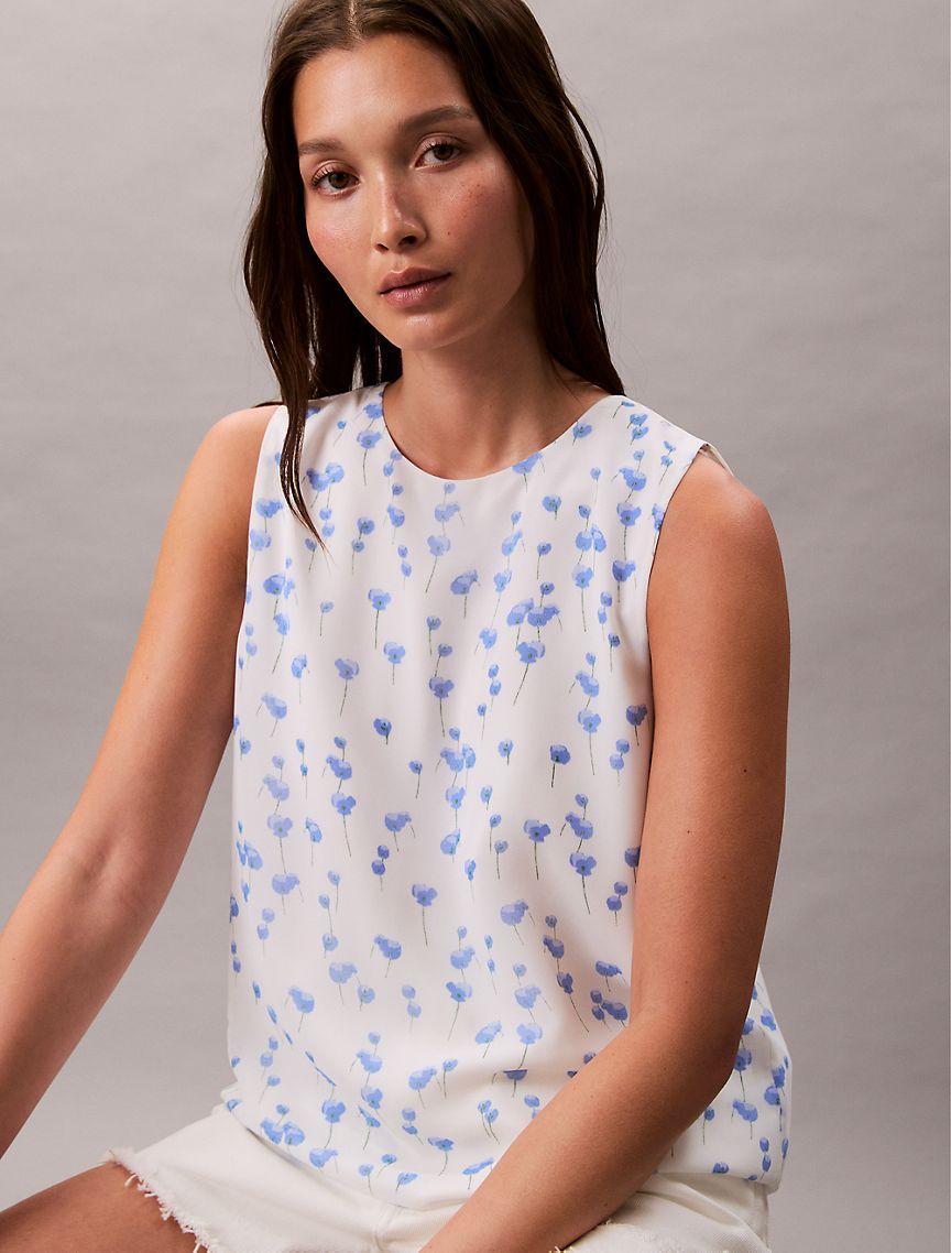 Printed Chiffon Sleeveless Top Product Image