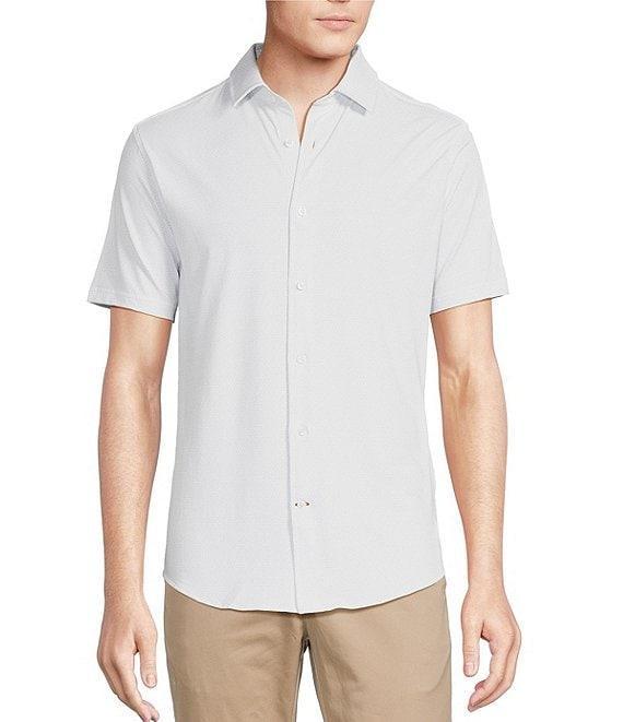 Cremieux Blue Label Geo Print Coat Front Knit Short Sleeve Shirt Product Image