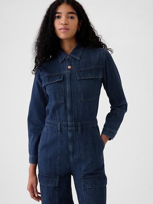 Denim Cargo Jumpsuit Product Image