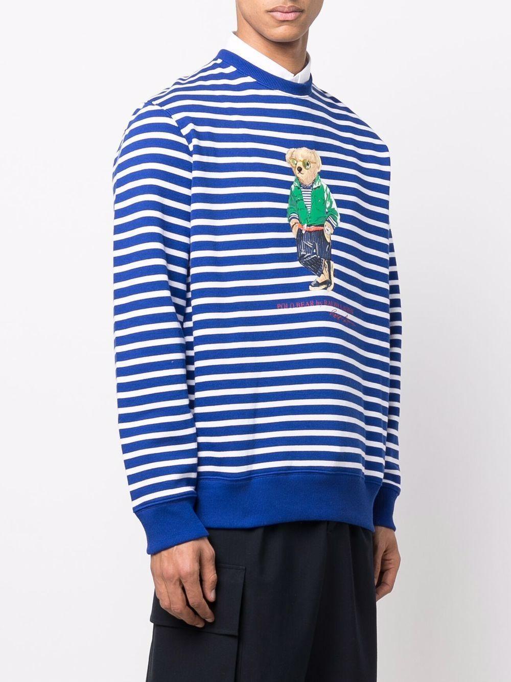 bear-print striped sweatshirt Product Image