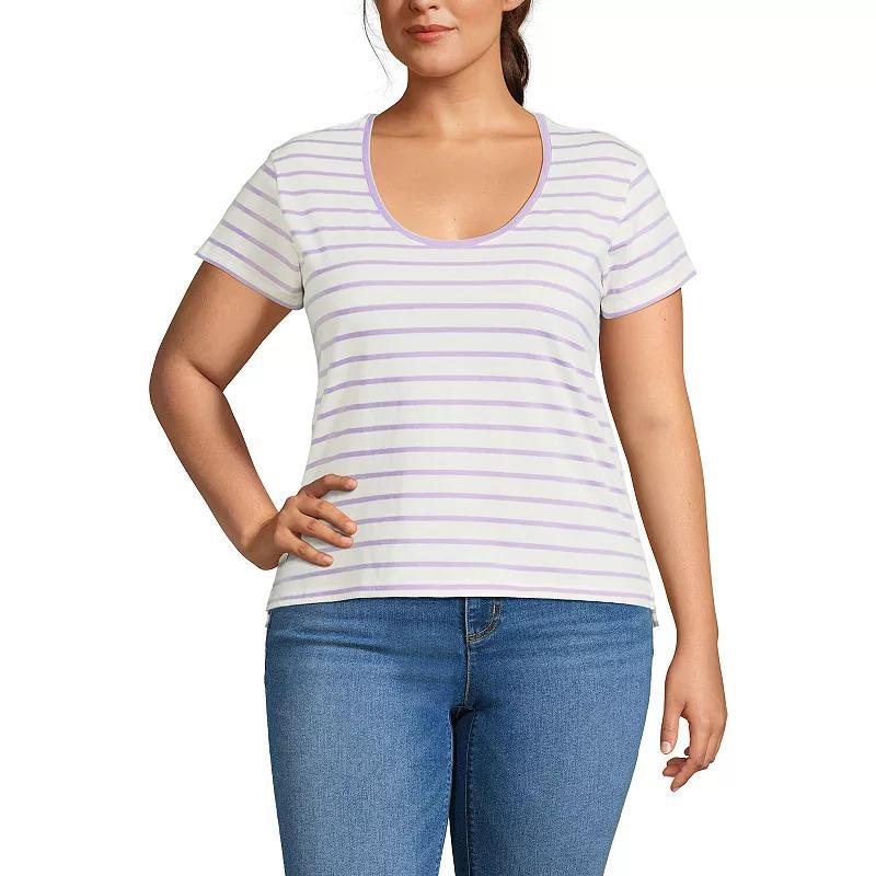 Plus Size Lands' End Short Sleeve Scoopneck T-Shirt, Women's, Size: 1XL, White Product Image