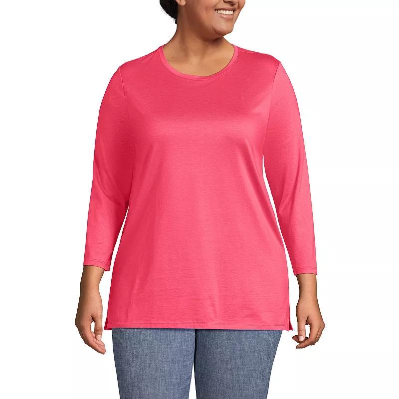 Plus Size Lands End Supima Cotton Relaxed Fit Crewneck Tunic, Womens Product Image