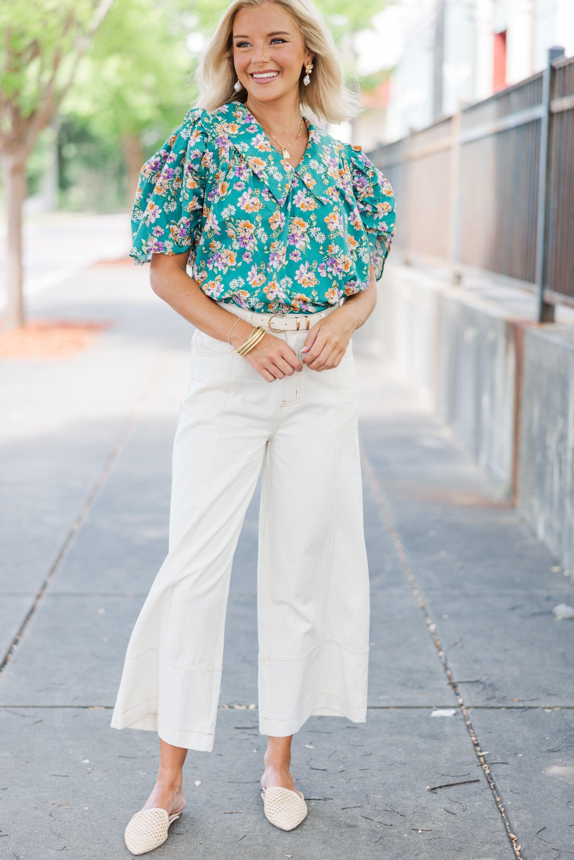 It's Your Day Juniper Green Floral Blouse Female Product Image