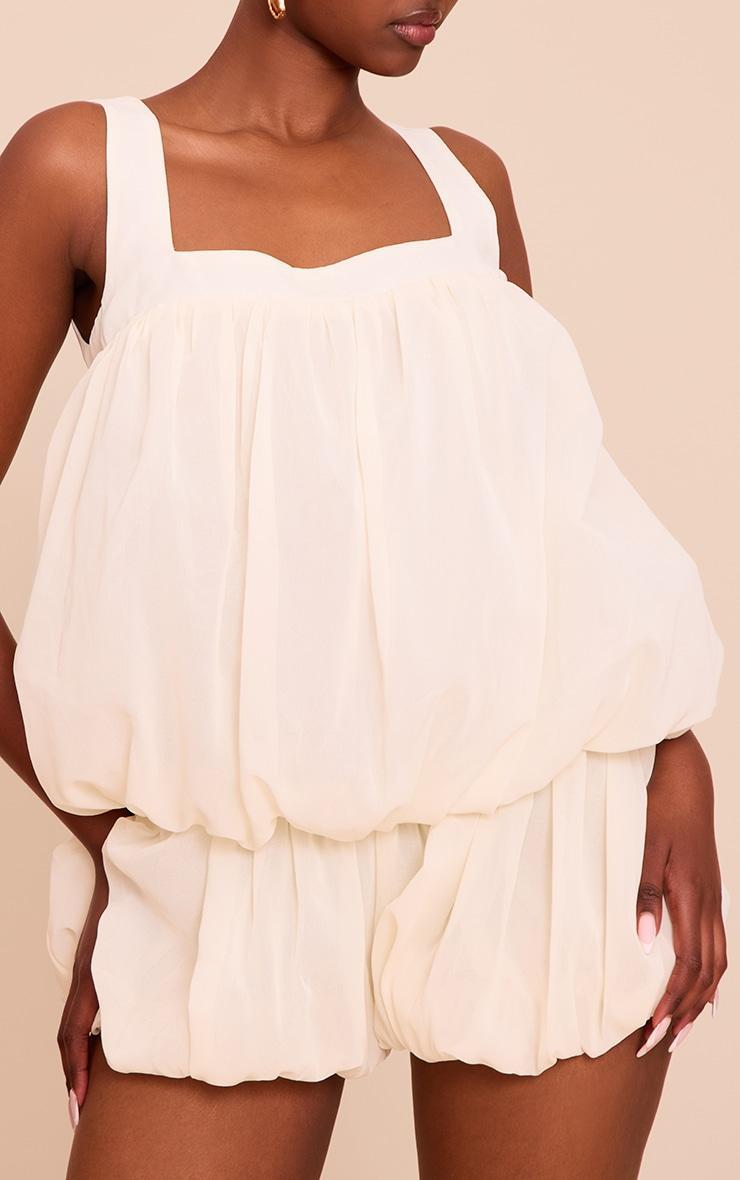 Cream Chiffon Layered Puffball Romper Product Image