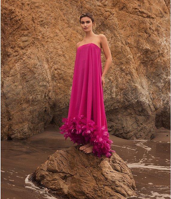 Mac Duggal Strapless Flare Feather Hem Gown Product Image