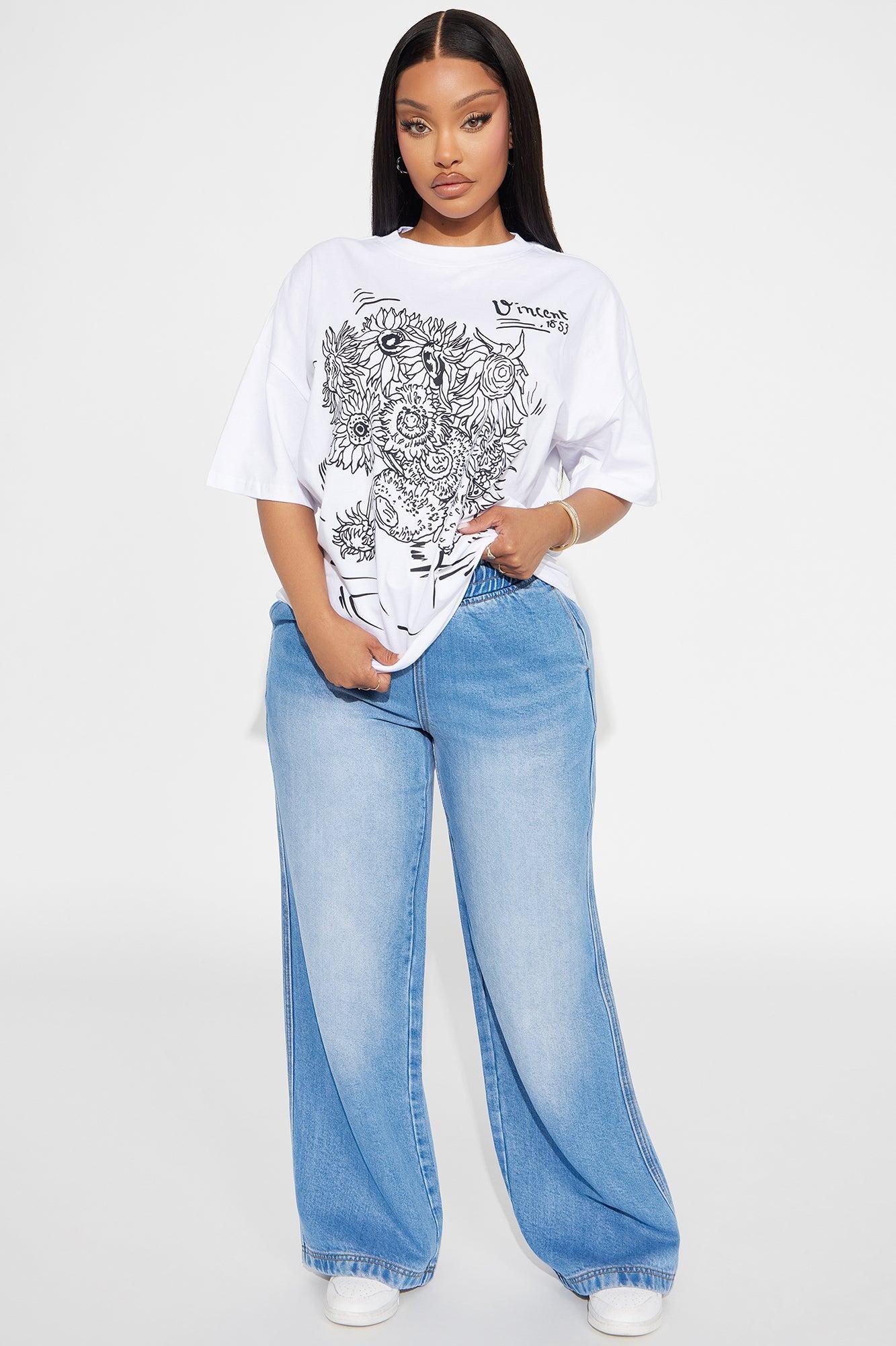 Van Gogh Sunflowers Washed Tee - White Female Product Image