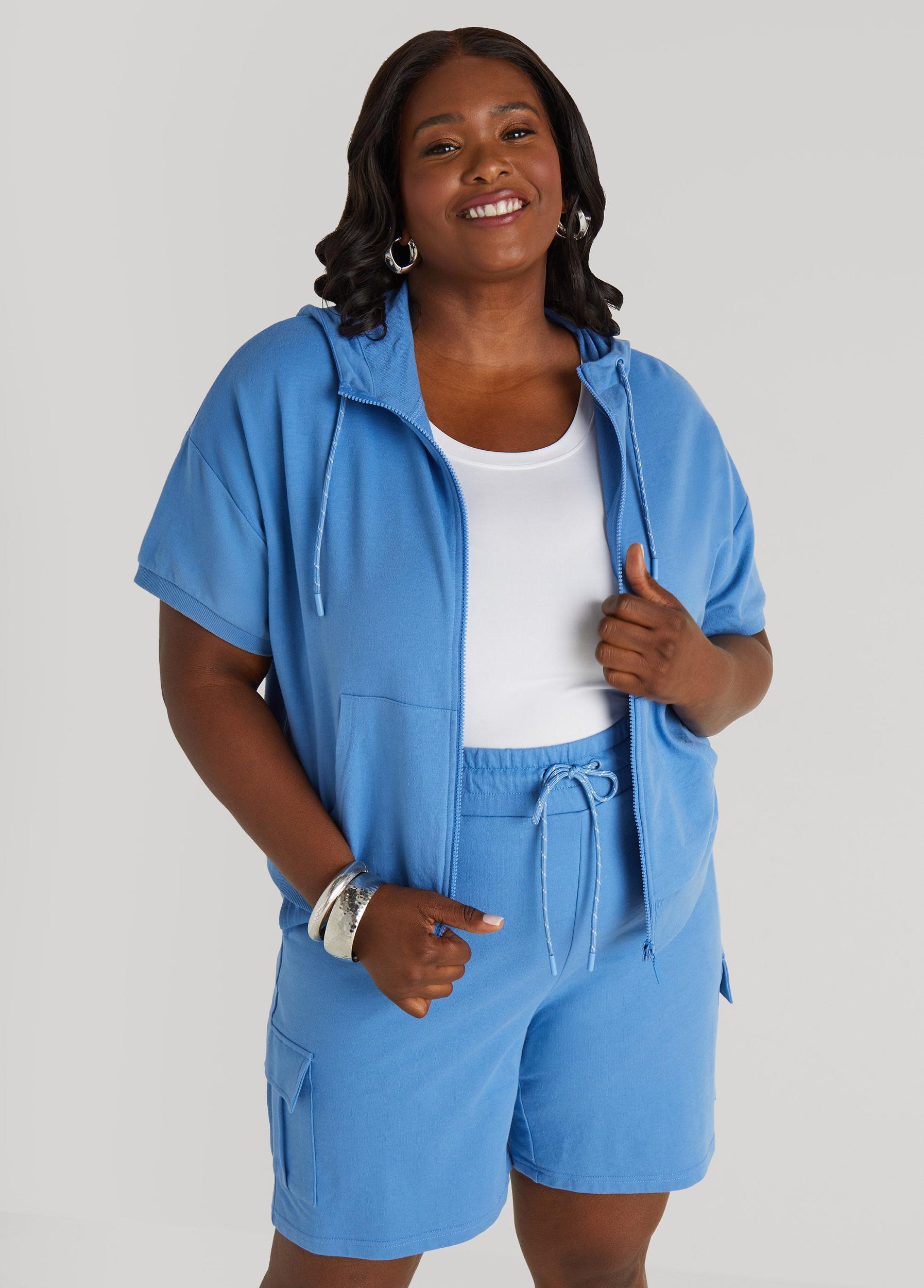 Plus Size Zip Front French Terry Hoodie Ashley Stewart Product Image