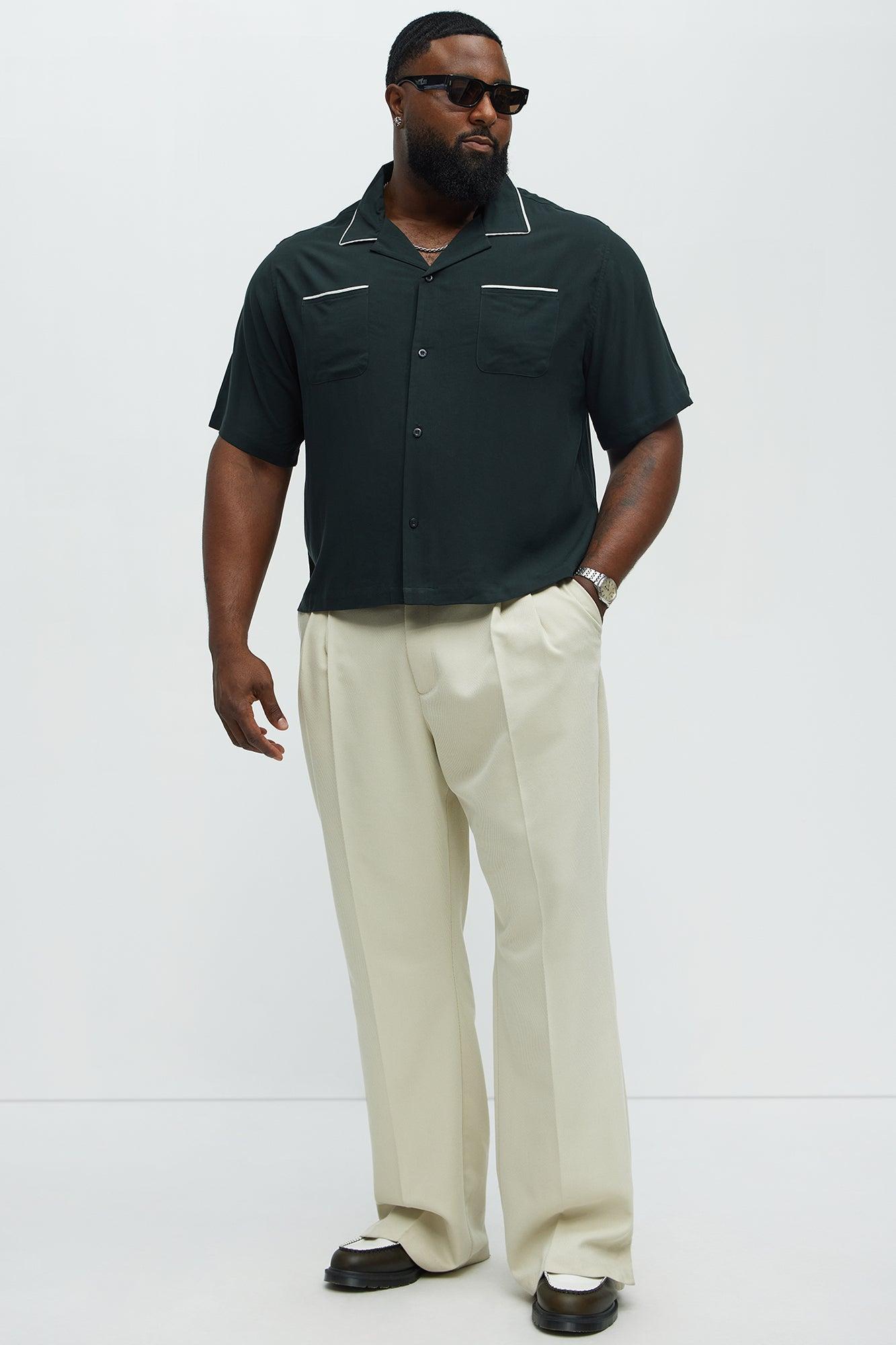 Casual Cropped PJ Style Button Up Shirt - Black Product Image